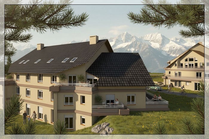 Perspective 3D d'un petit collectif vue 4