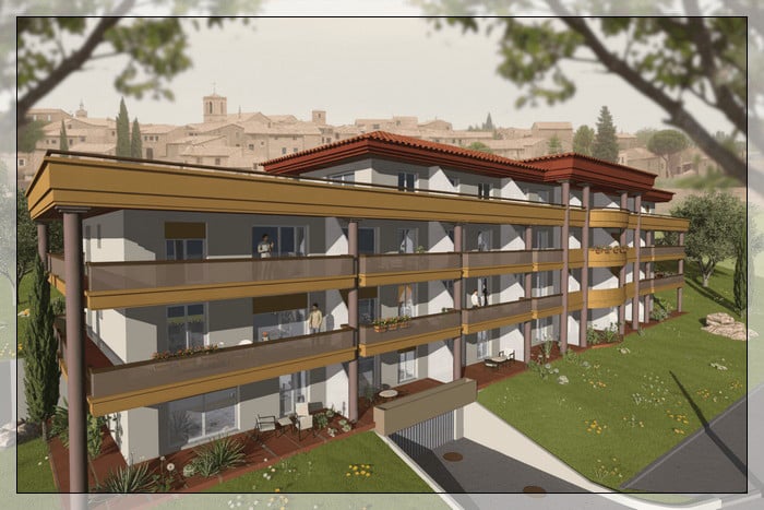 Illustration 3D petit immeuble vue 3