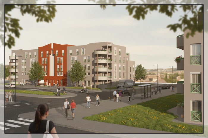 Perspective 3D petit immeuble collectif vue 2